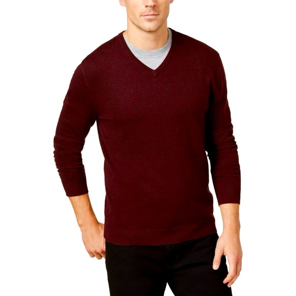 Alfani Men's V-Neck Sweater in Deep Burgundy - Picture 1 of 5